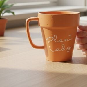 NWOT Charming Orange Mug for Plant Enthusiasts